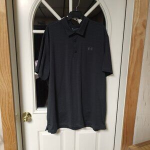 New Under Armour Loose Black Gray Striped Polo Size Men's 3XL